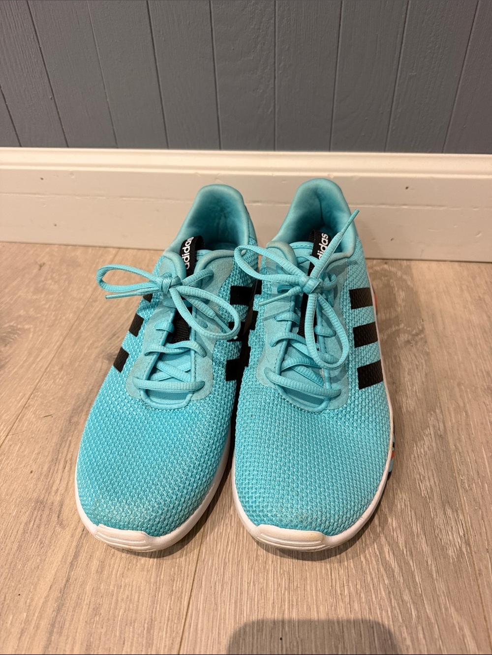 adidas Aqua/Turquoise Running Sneakers with Black Stripes